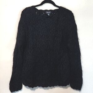 Limited Handknit Black Mohair Wool Blend Sweater Size Medium